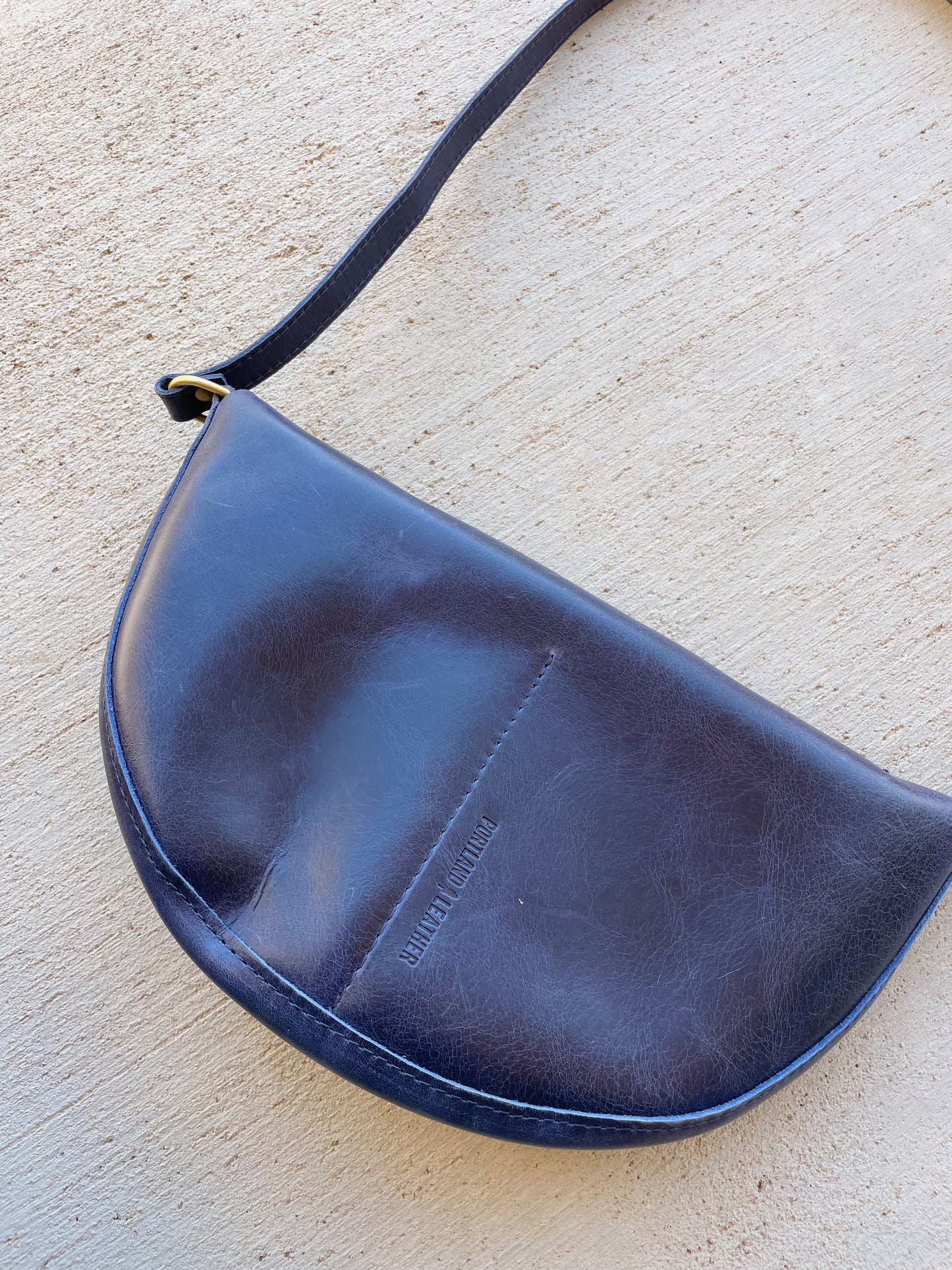 Portland Leather Blue Koala Sling Crescent Bag