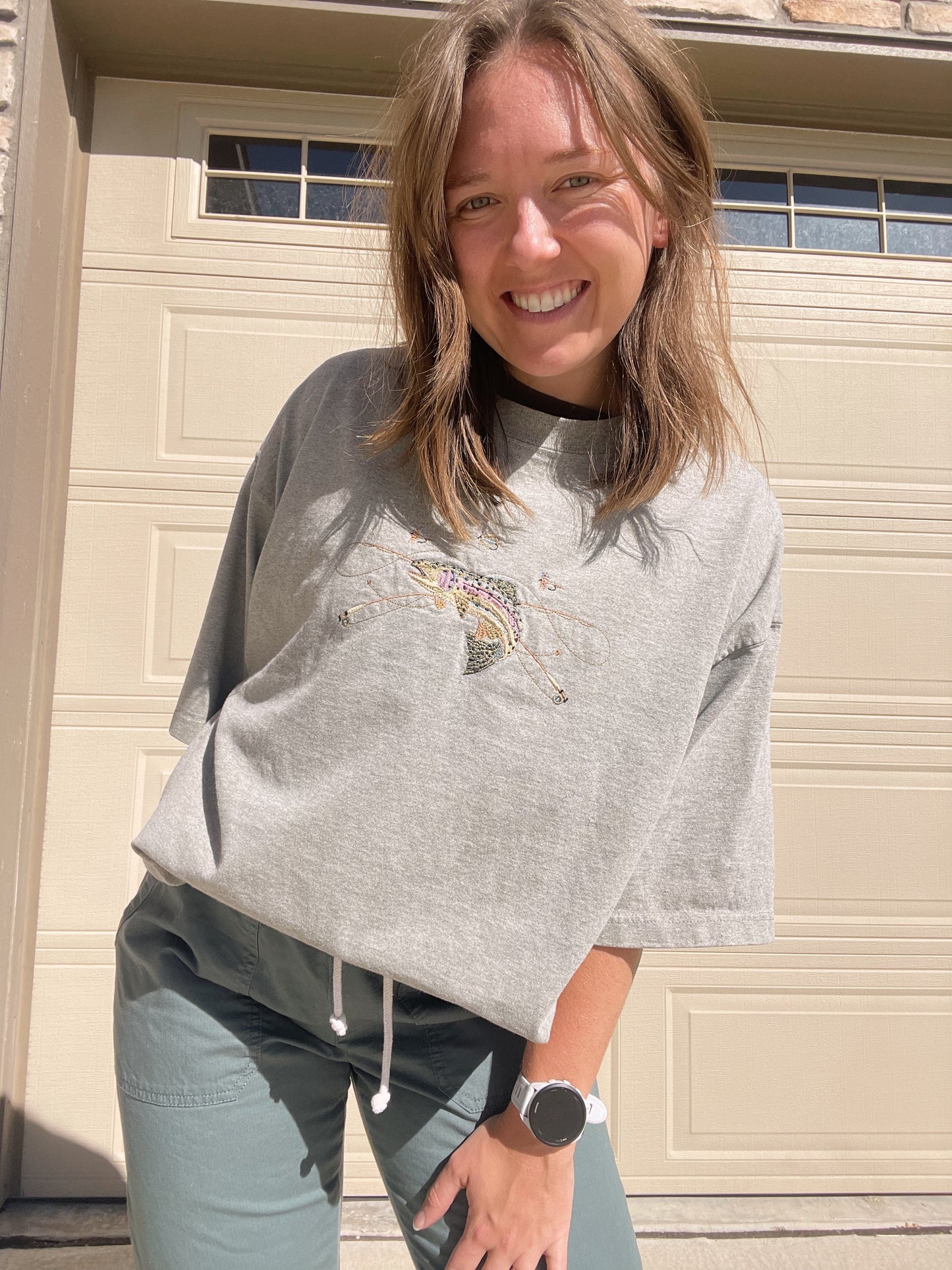 Vintage Embroidered Fish Tee (XL/XXL)