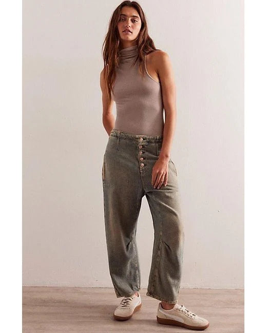 Free People Osaka Mid Rise Barrel Jeans (30)