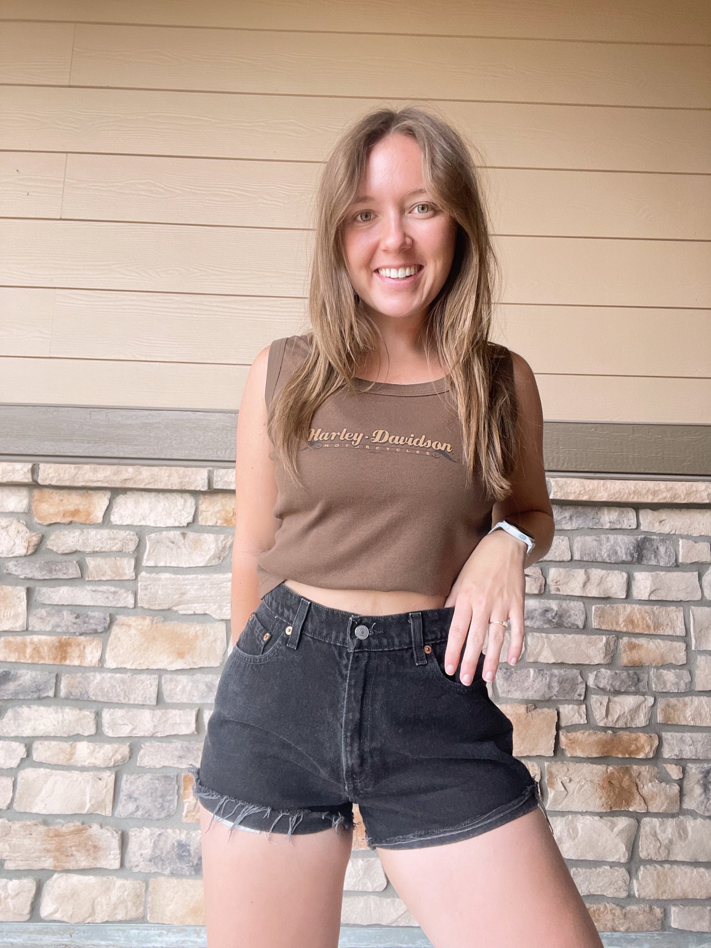 Vintage Brown Harley Tank (L)