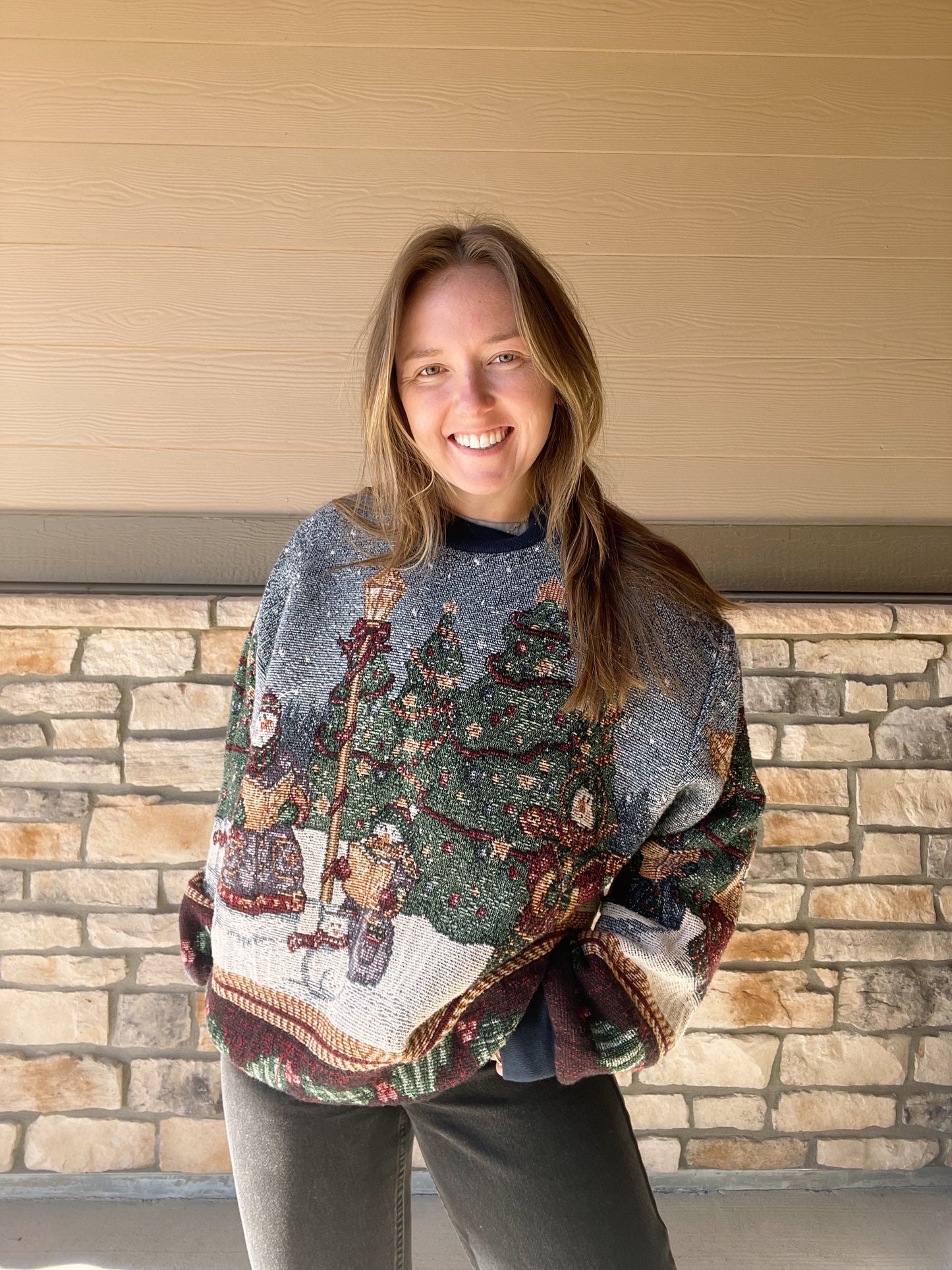 Vintage Sugar St. Weavers Christmas Tapestry Crewneck (XL)