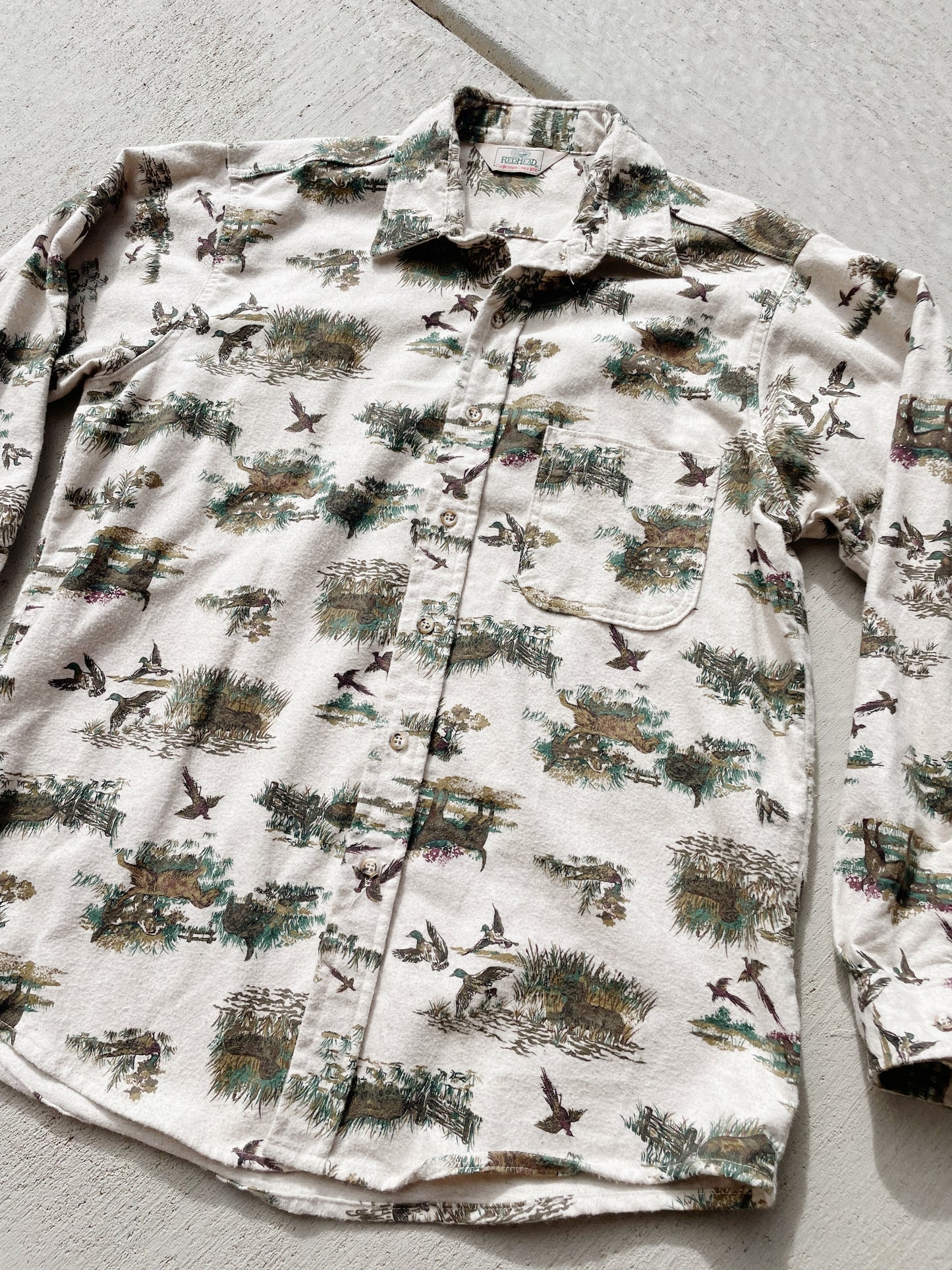 Vintage RedHead Birddog Print Button Down (Men’s L)