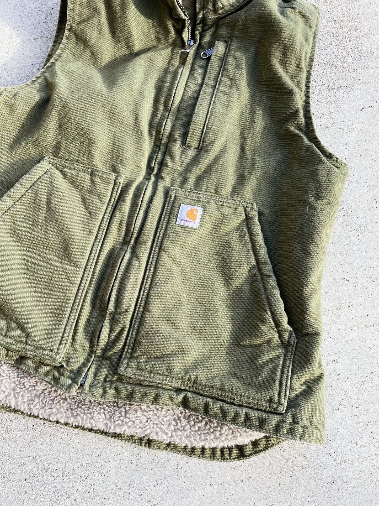 Carhartt Green Sherpa Lined Vest (Women's M)