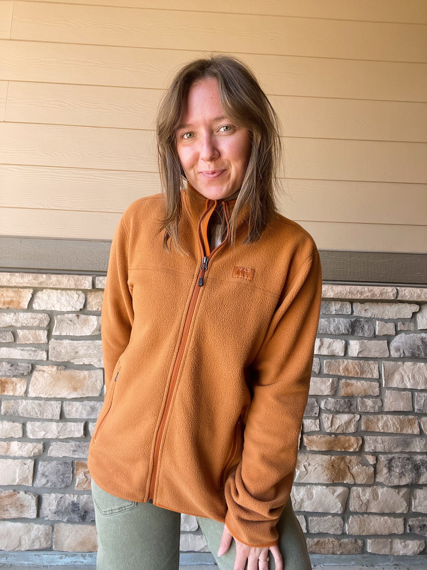 REI Burnt Orange Fleece Zip Up (S/M)