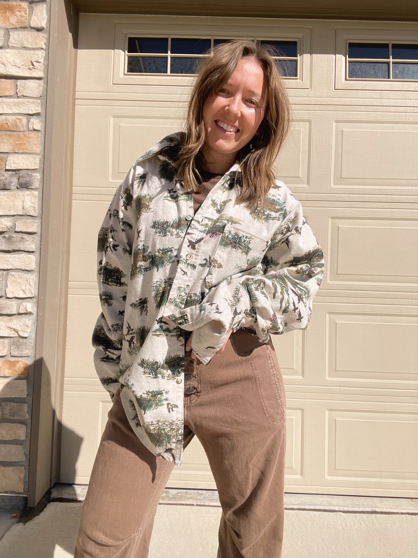 Vintage RedHead Birddog Print Button Down (Men’s L)