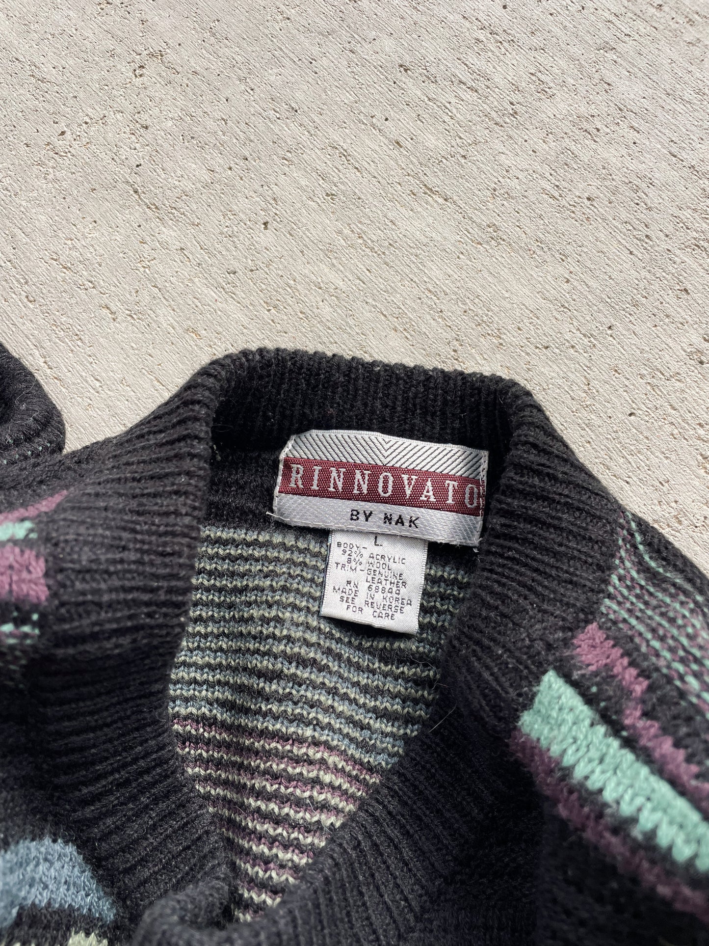 Vintage Rinnovato Wool Blend Patterned Sweater (L)