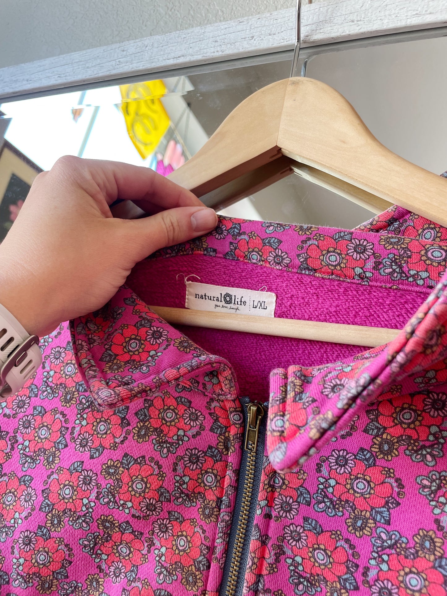 Floral Oversized 1/4 Zip Pullover (XL/XXL)