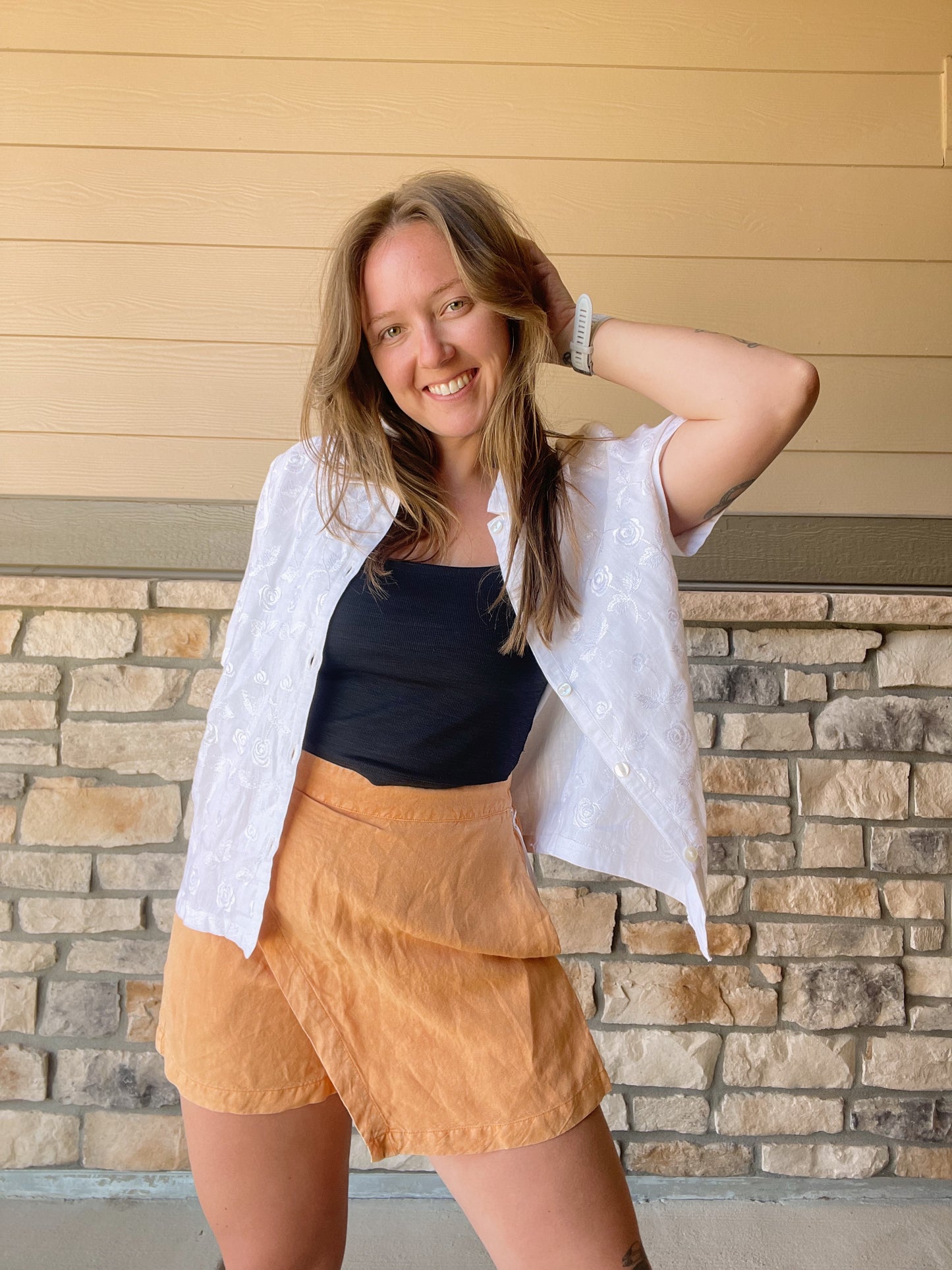 Orange Linen Blend Skort (M)