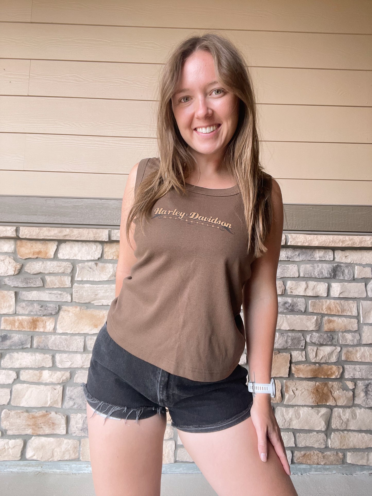 Vintage Brown Harley Tank (L)