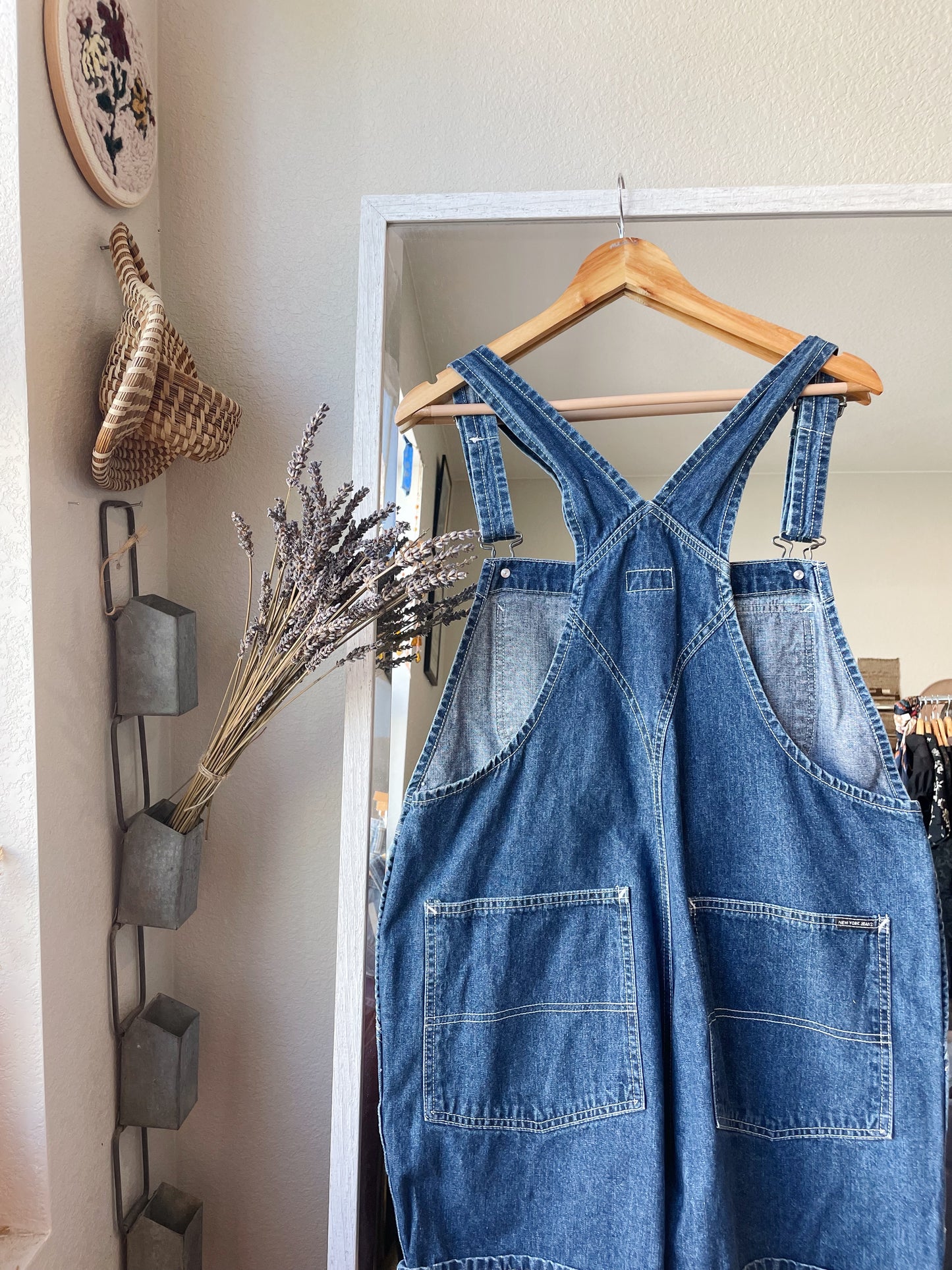 Vintage NY Dark Wash Shortalls (XL)