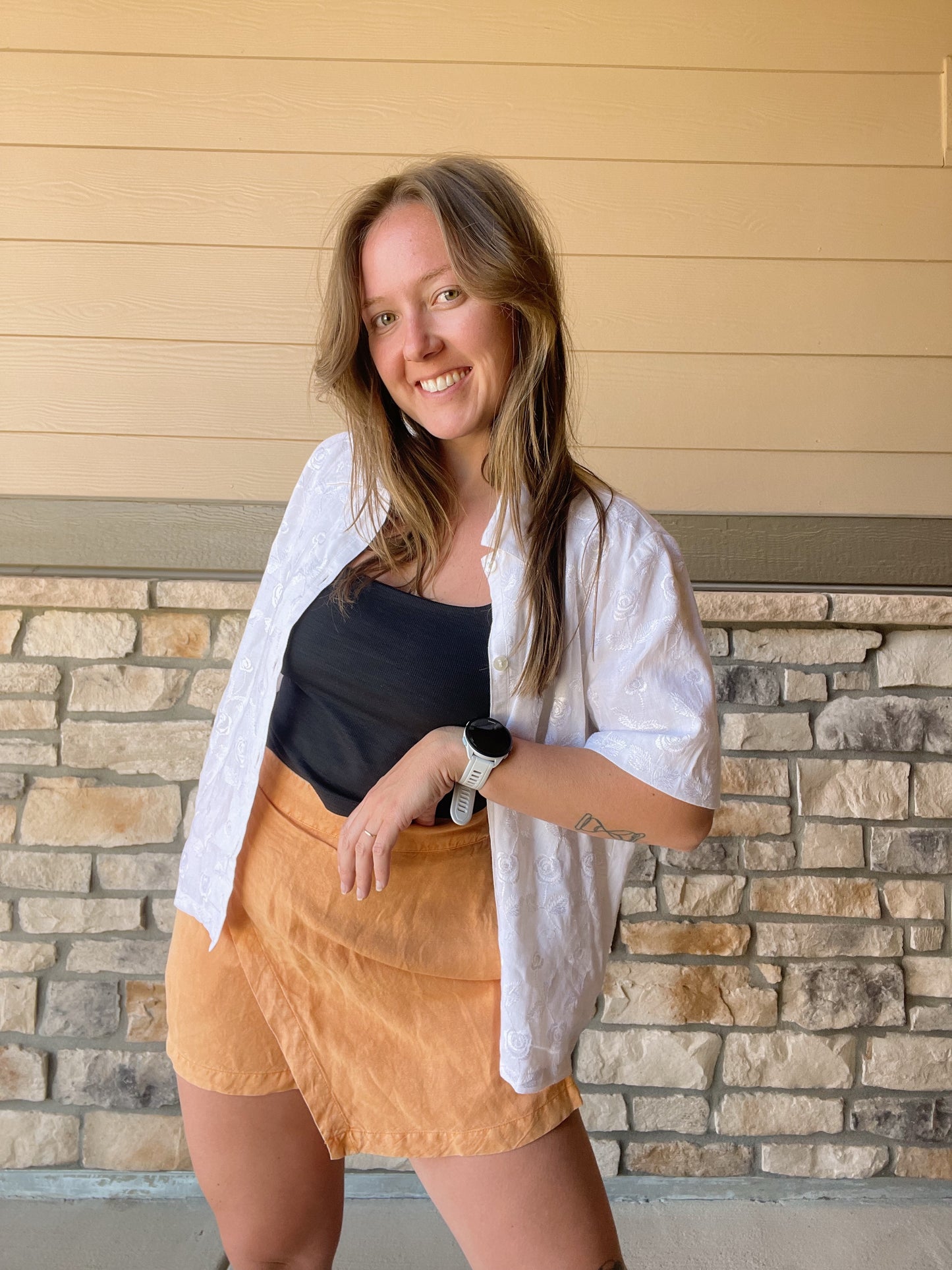 Orange Linen Blend Skort (M)