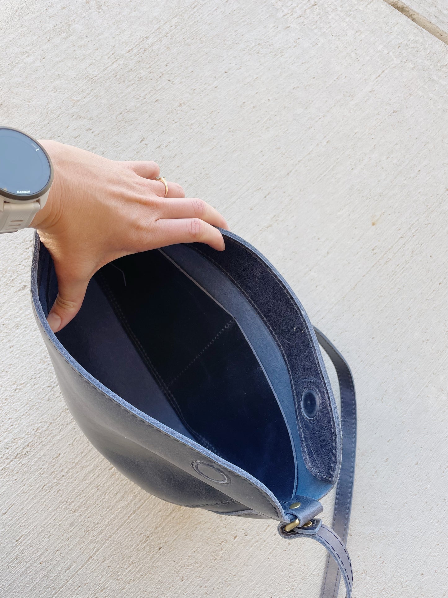 Portland Leather Blue Koala Sling Crescent Bag