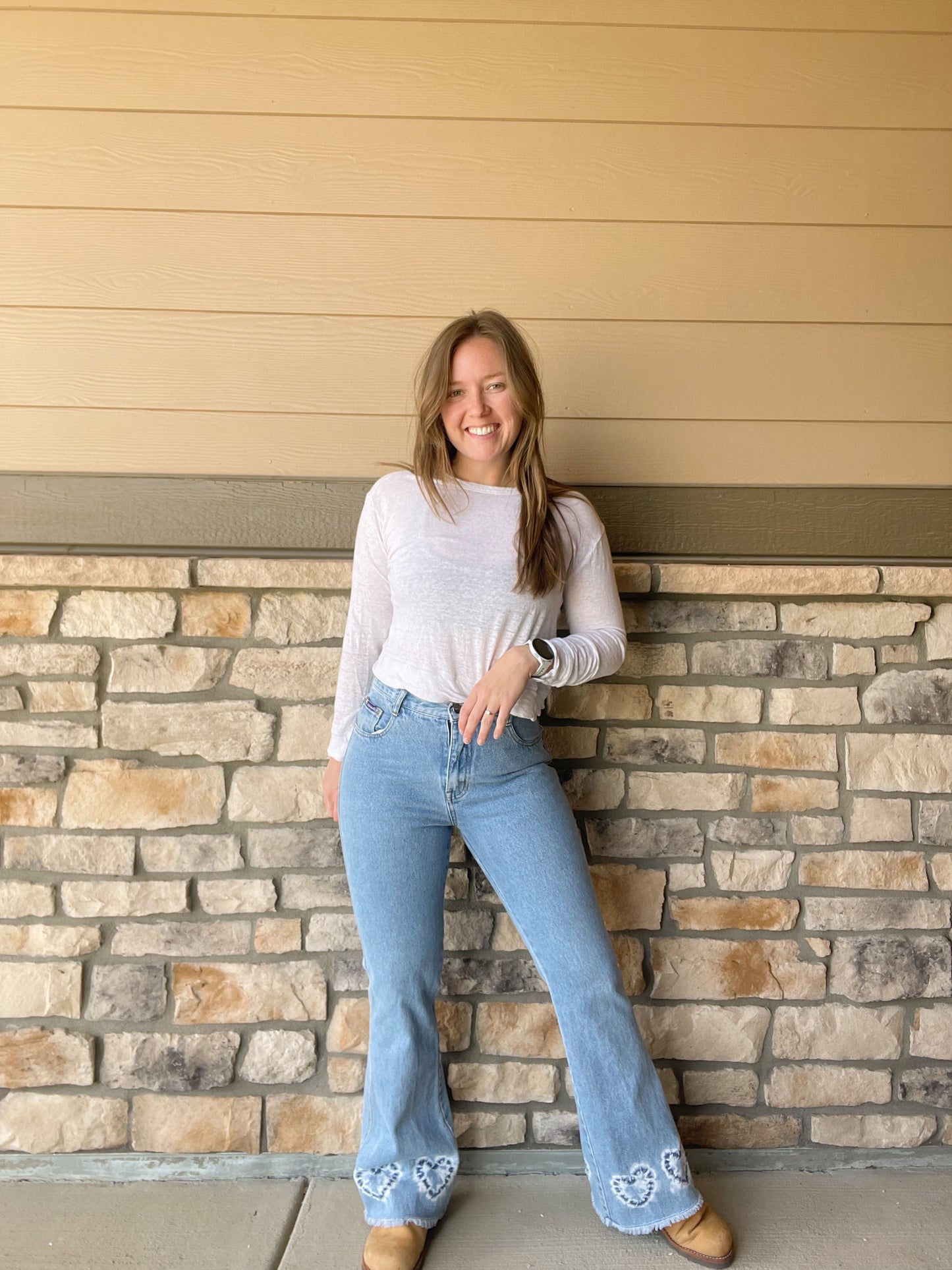 Vintage Heart Dyed Kick Flare Jeans (28)