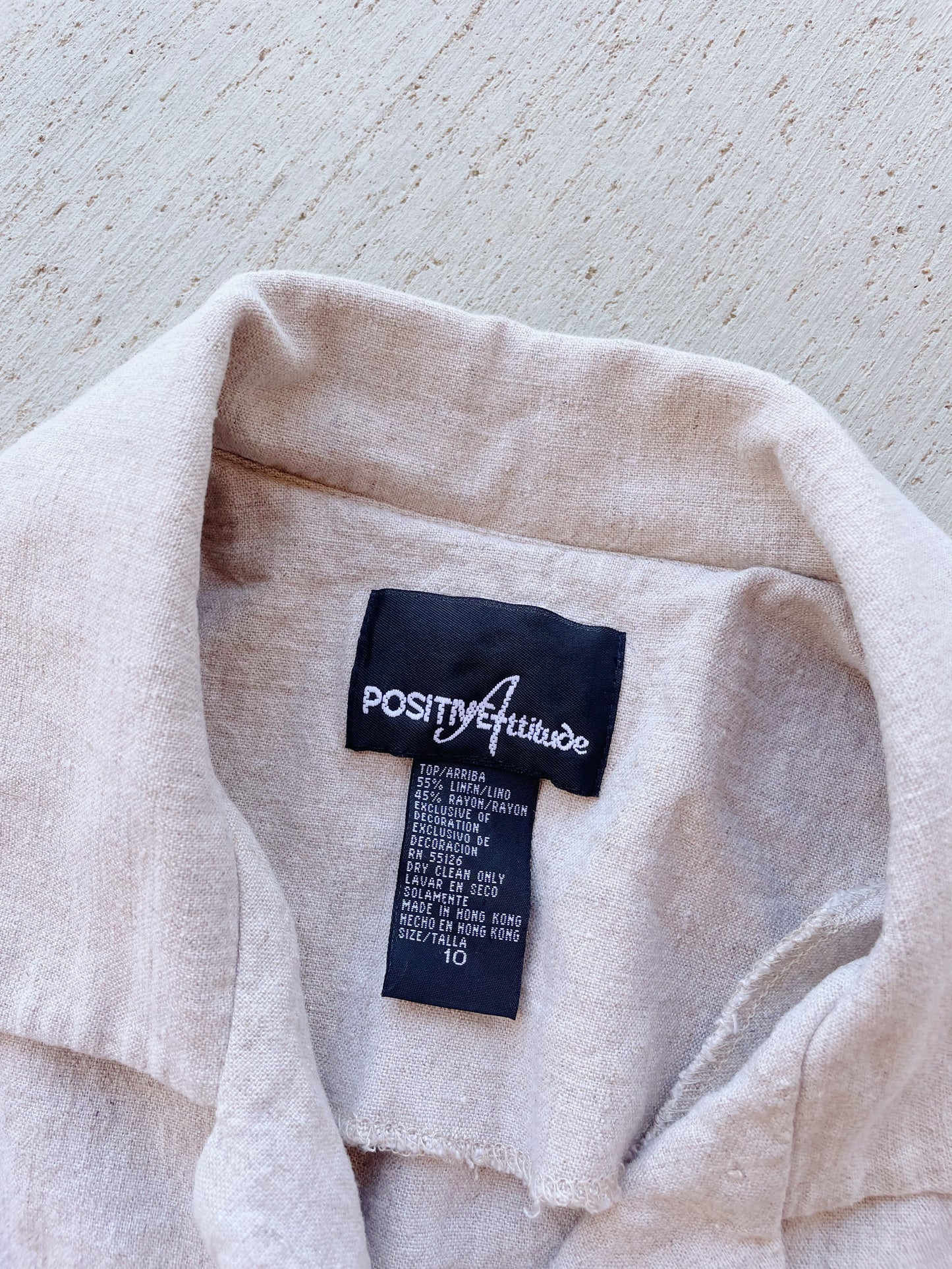 Vintage Embroidered Flowers Linen Top (M)