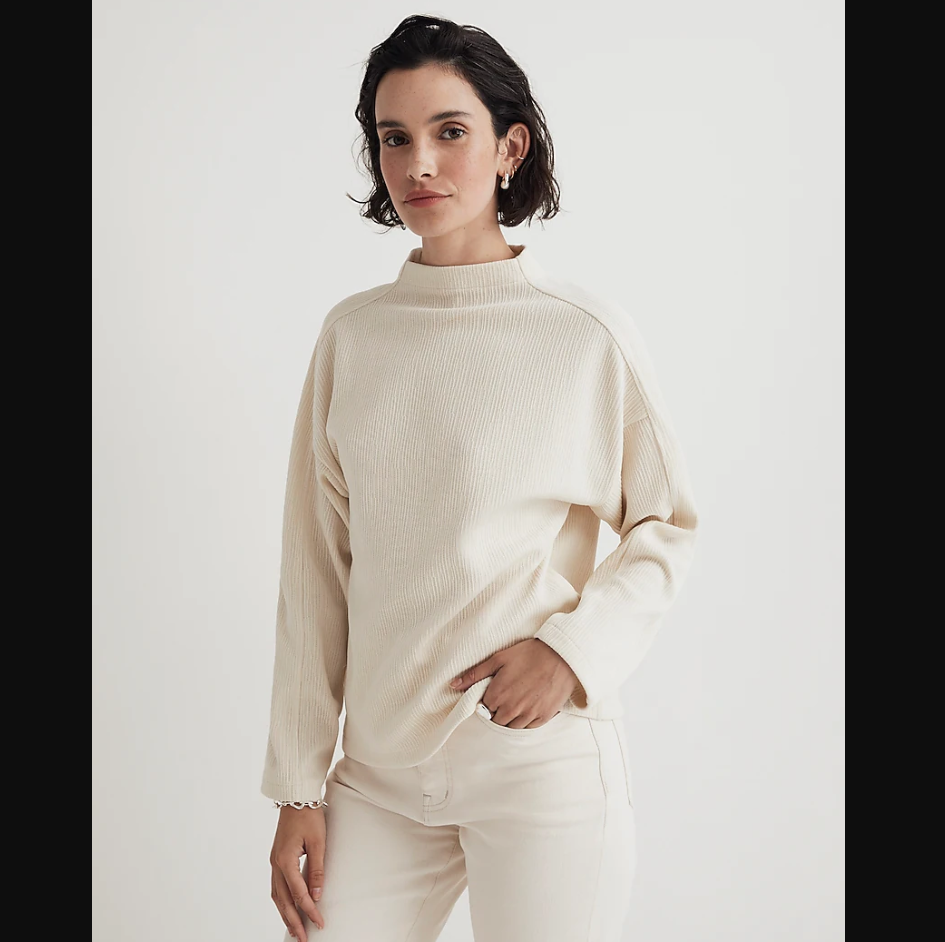 Madewell Jacquard Funnel Neck Top - NEW (XS/S)