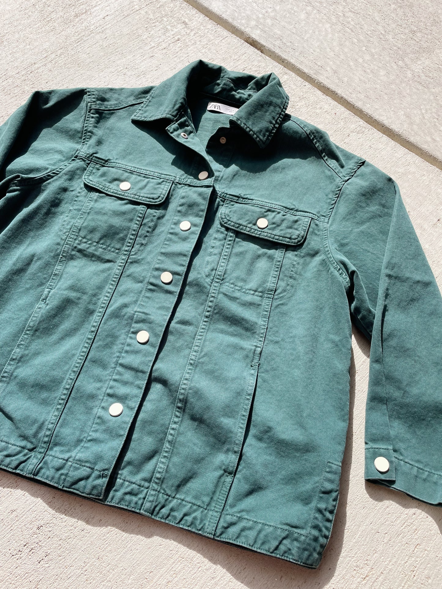 Zara Green Denim Snap Jacket (Women’s M/L)