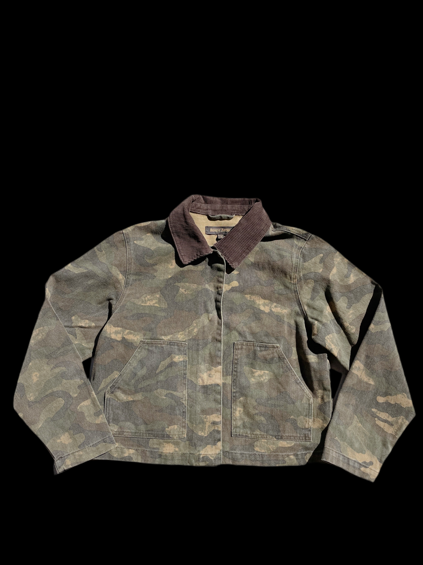 Camo Detroit Style Jacket w/ Corduroy Collar (L)