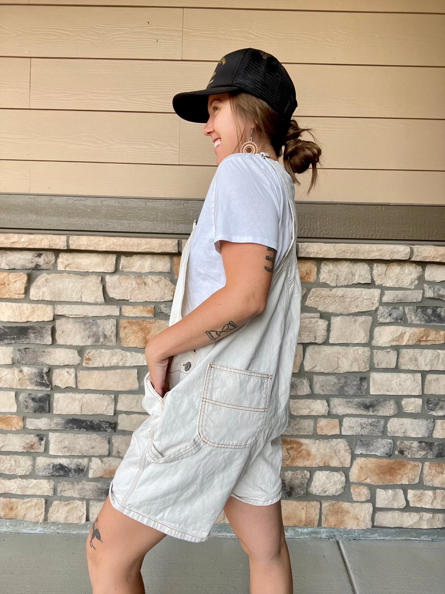 Dickies Cream Shortalls (XL)
