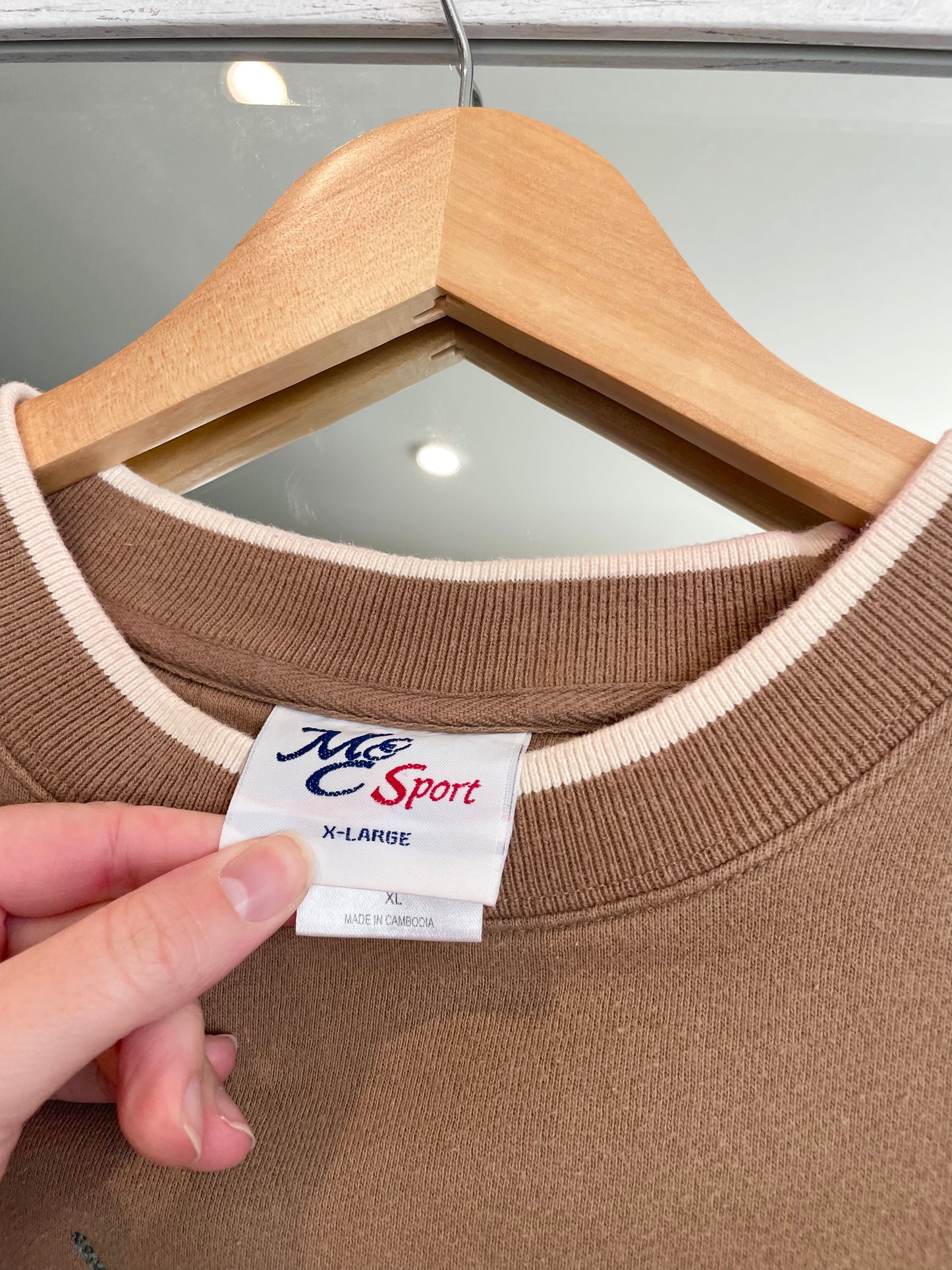 Vintage Tan Embroidered Fish Crewneck - AS IS (XL)
