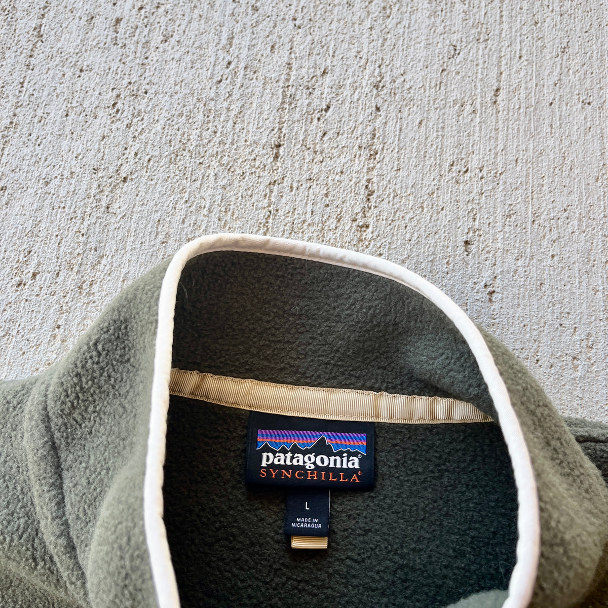 Patagonia Forest Green & Sky Blue Snap T Fleece (L)