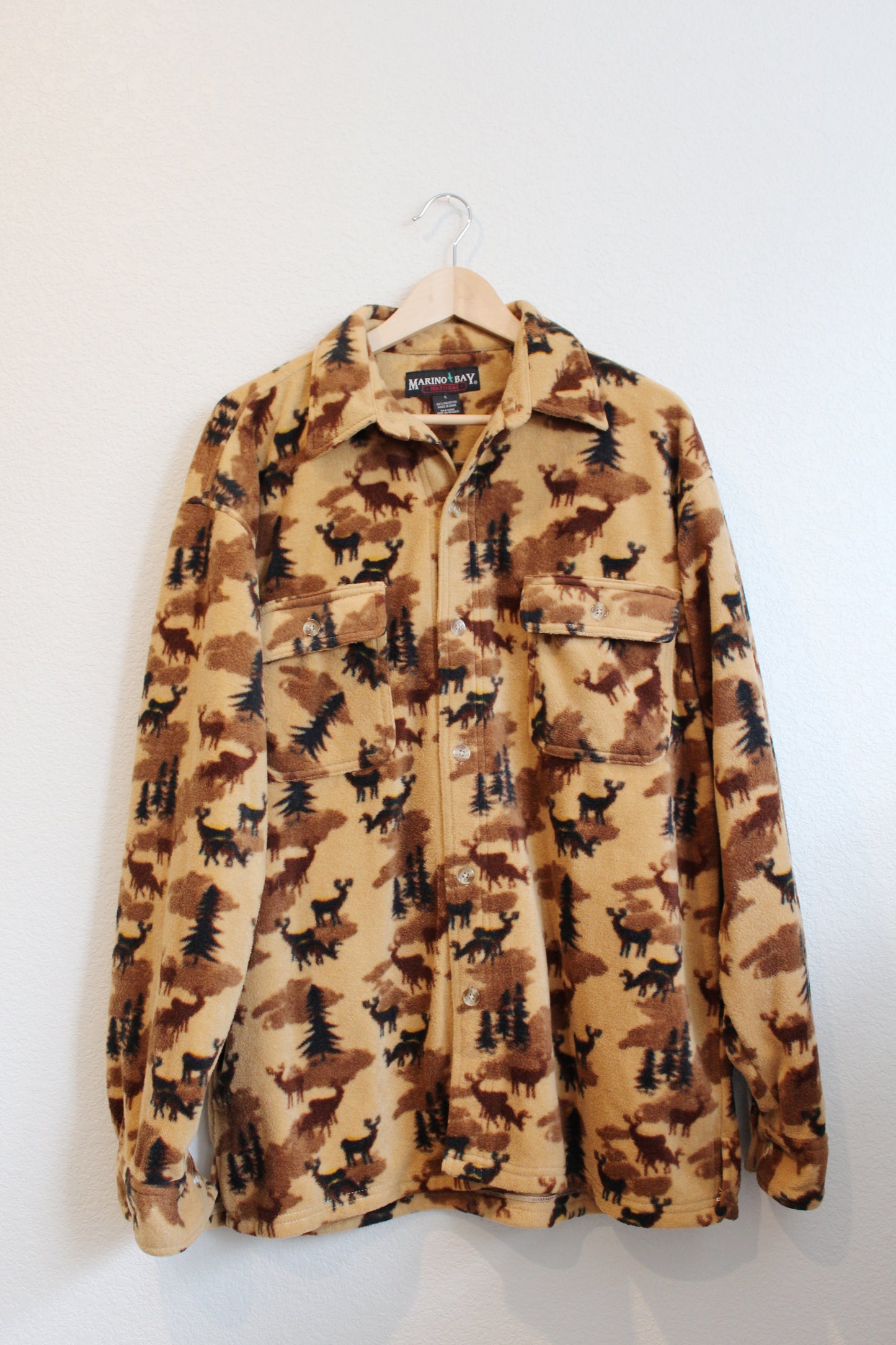 Deer Print Fleece Button Up (L)