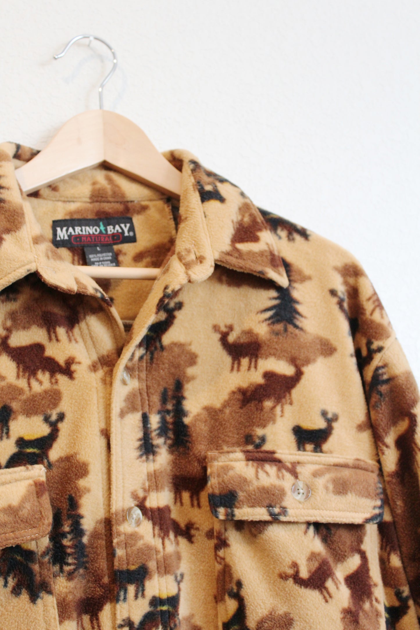 Deer Print Fleece Button Up (L)