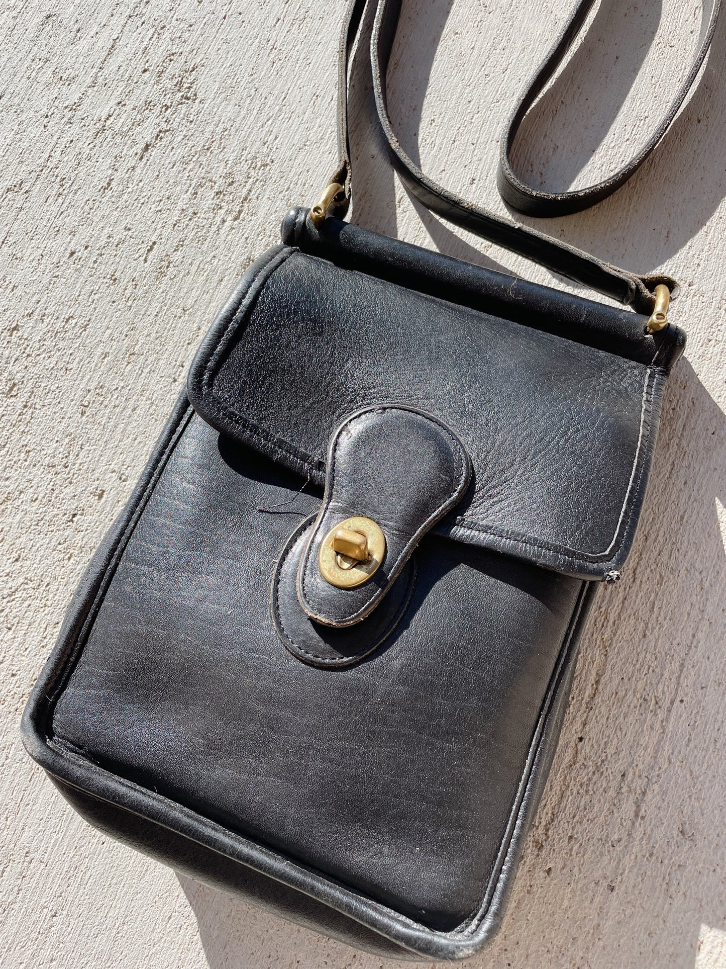 Vintage Coach Black Leather Bag - AS IS