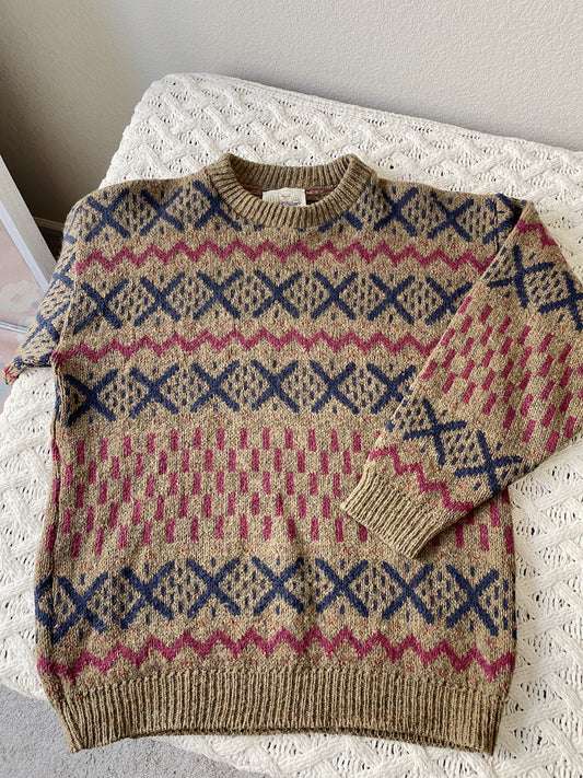 Vintage Alps Wool Patterned Sweater (M)