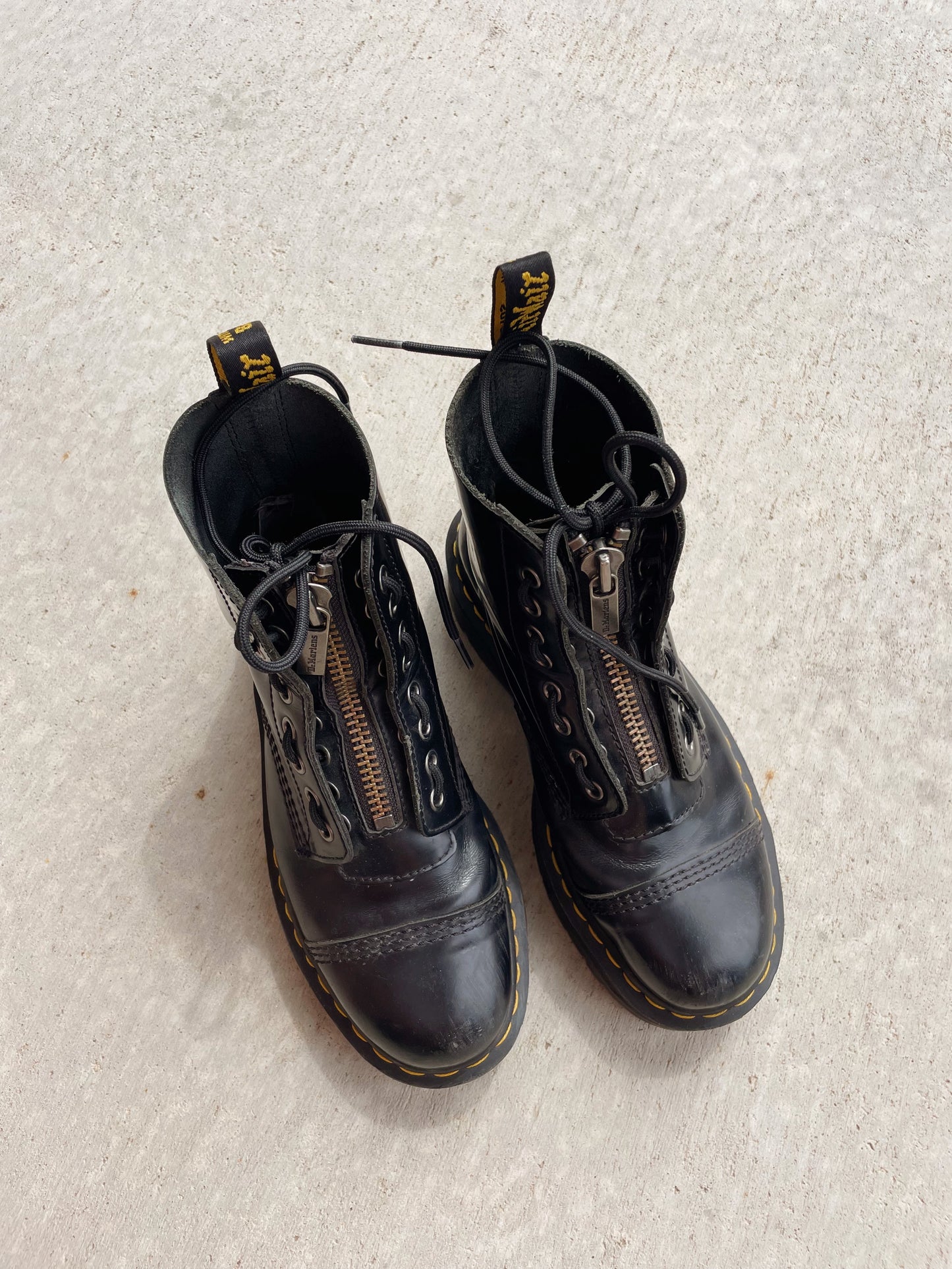 Doc Marten Black Platform Leather Boots (Women's 9)