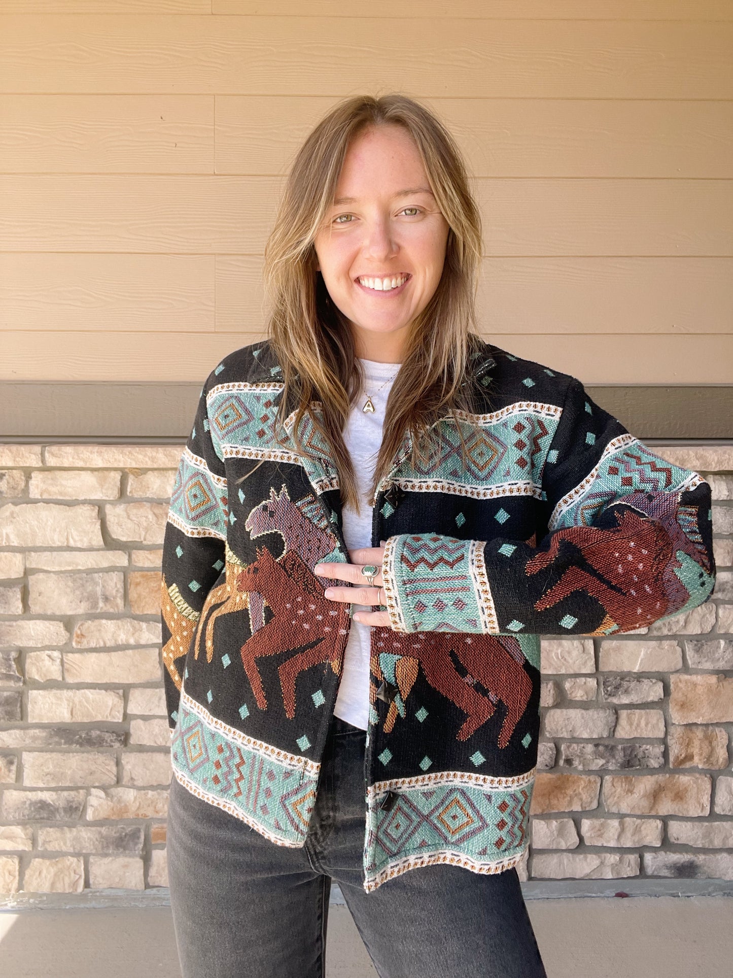 Vintage Horses Tapestry Jacket (S)