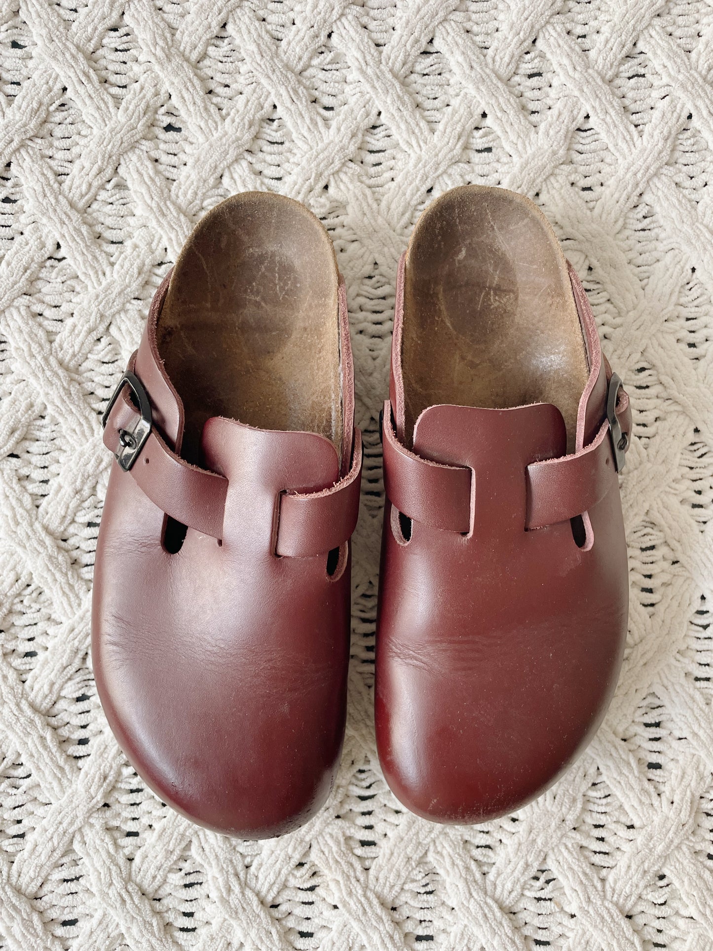 Birkenstock Maroon Boston Clogs (37/W6)