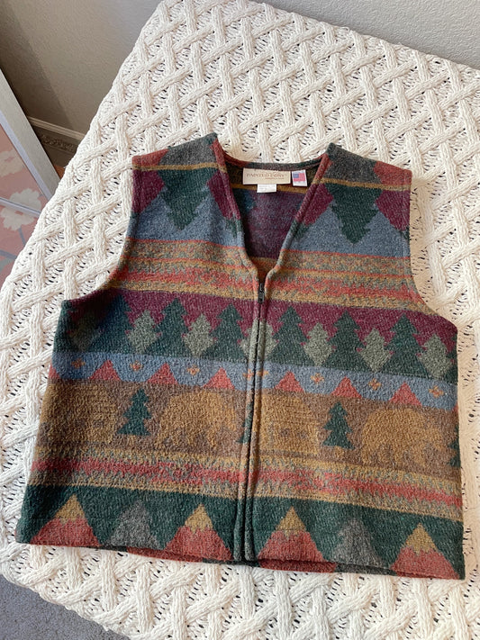 Vintage Wool Blend Patterned Vest (M)