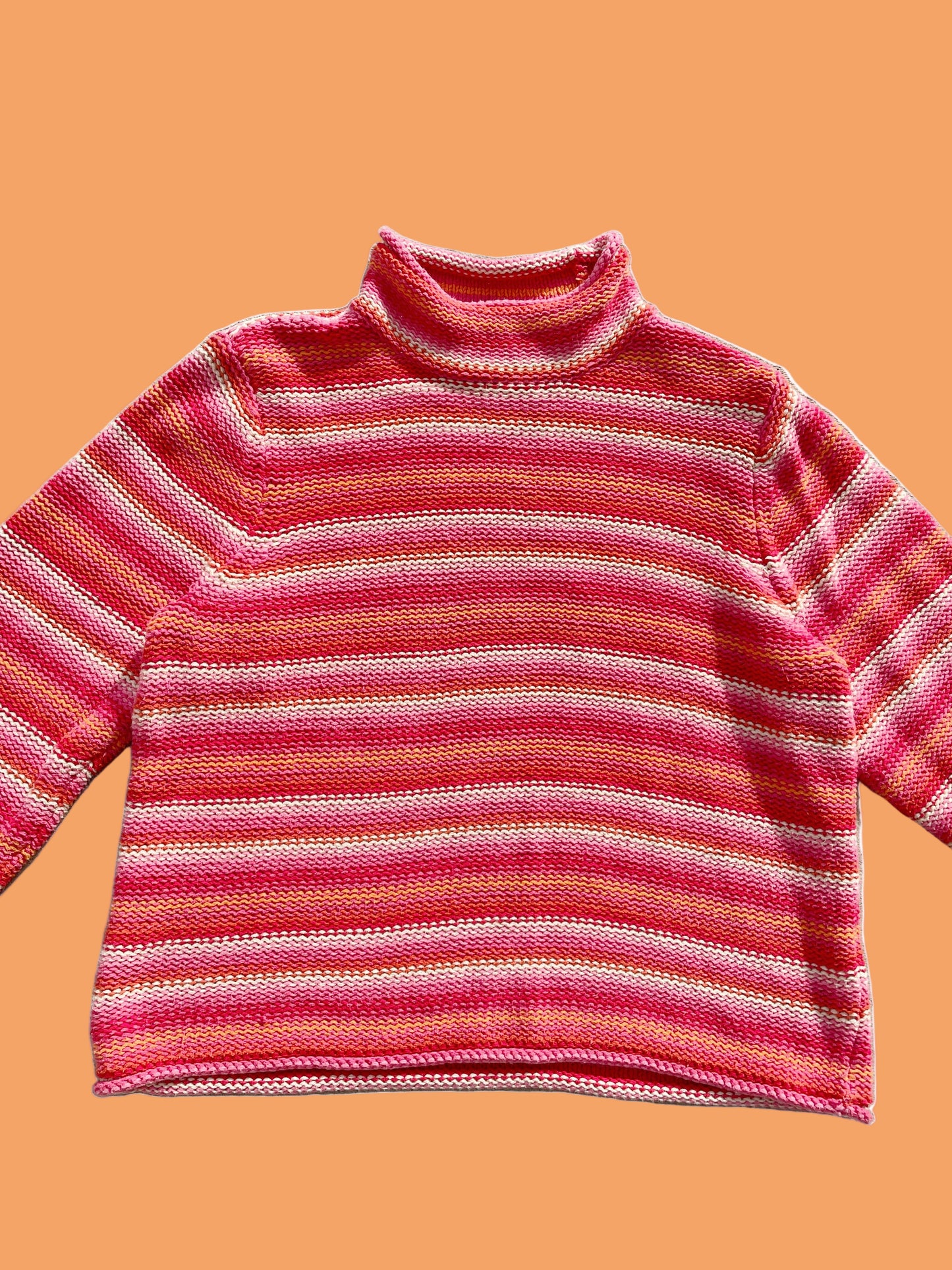 Vintage Roll Neck Striped Sweater (XL)