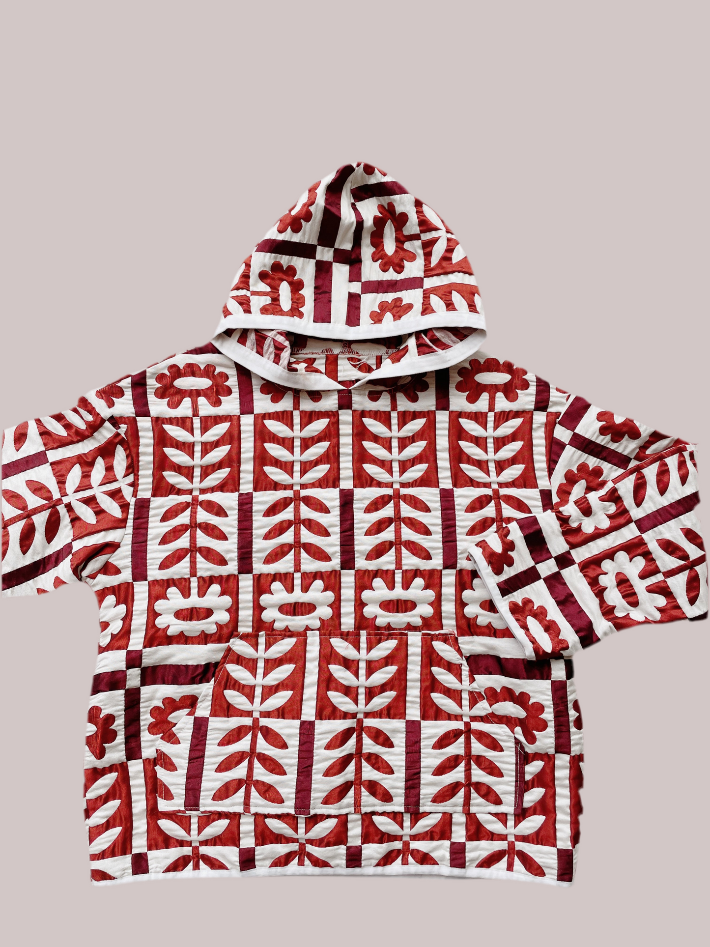 Flower Pattern Quilted Hoodie (M)