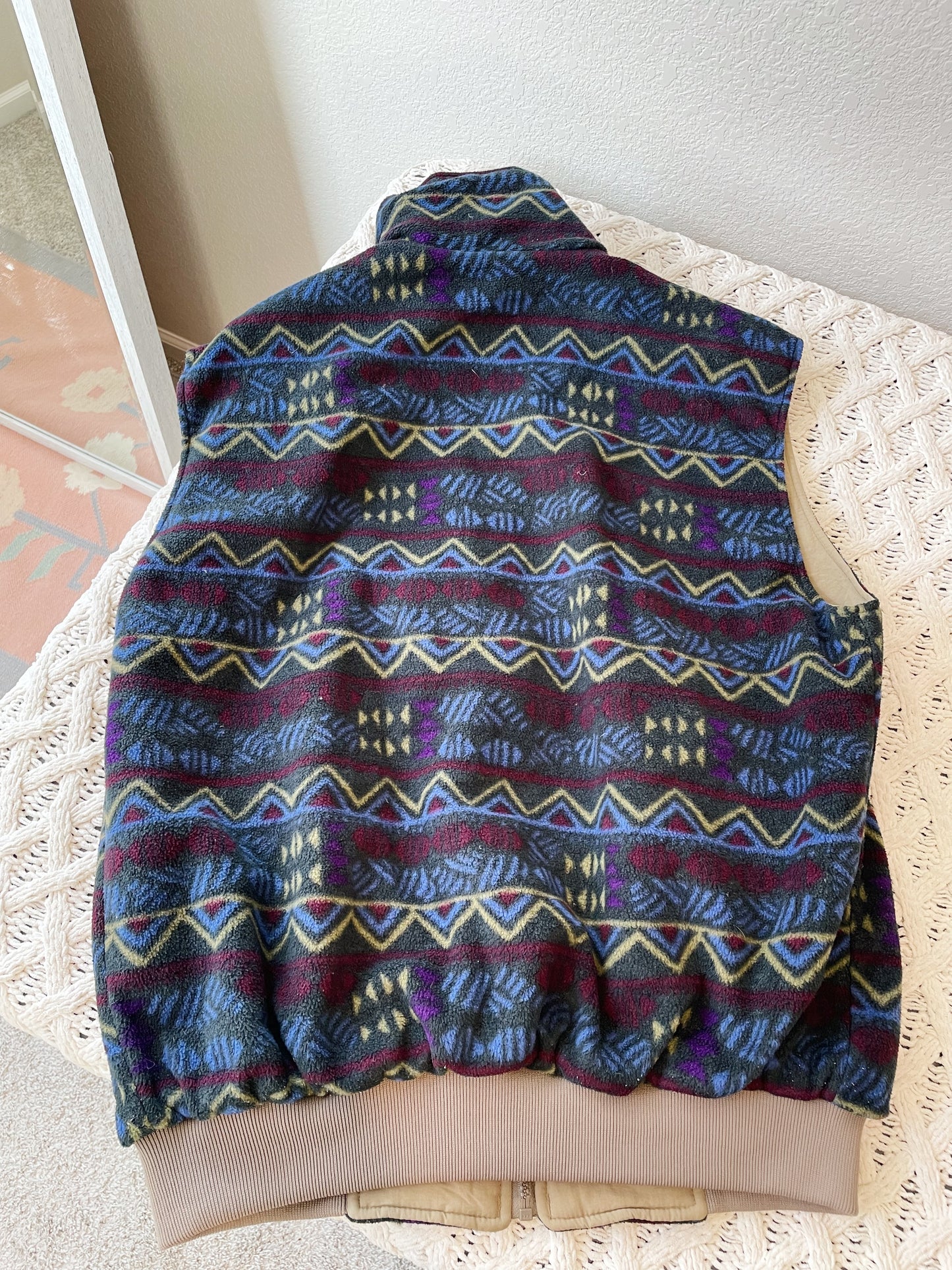 Vintage Columbia Reversible Patterned Fleece Vest (L/XL)