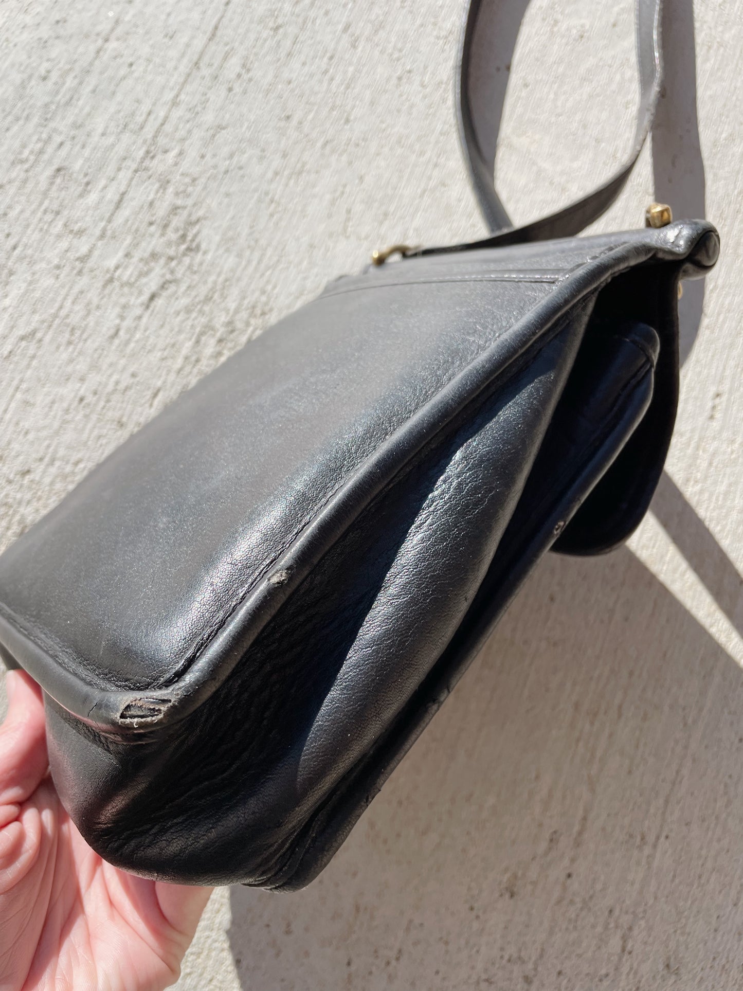 Vintage Coach Black Leather Bag - AS IS