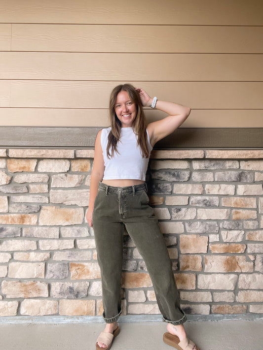 A&F Army Green Carpenter Pants (28)