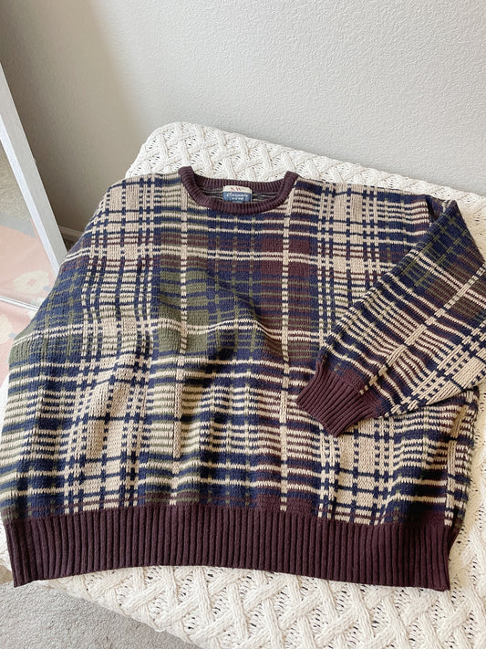 Vintage Plaid Patterned Sweater (3X/4X)