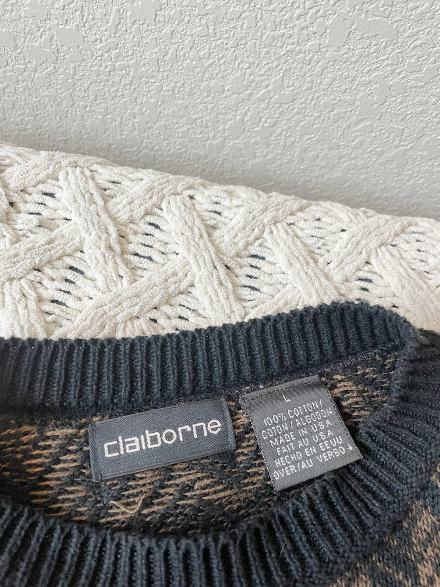 Vintage Claiborne Patterned Sweater (XL)