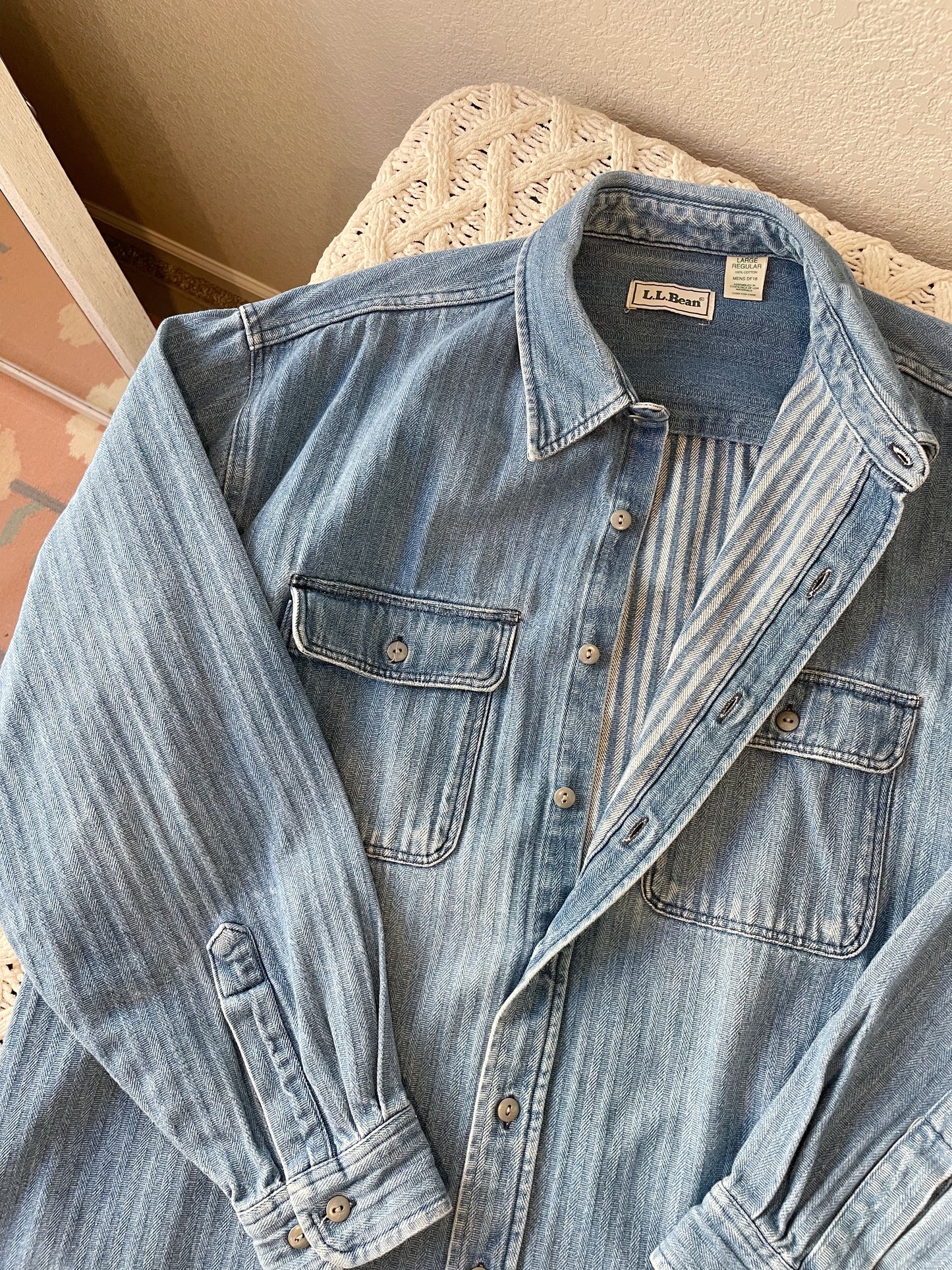 Vintage LL Bean Thick Denim Shirt (L)