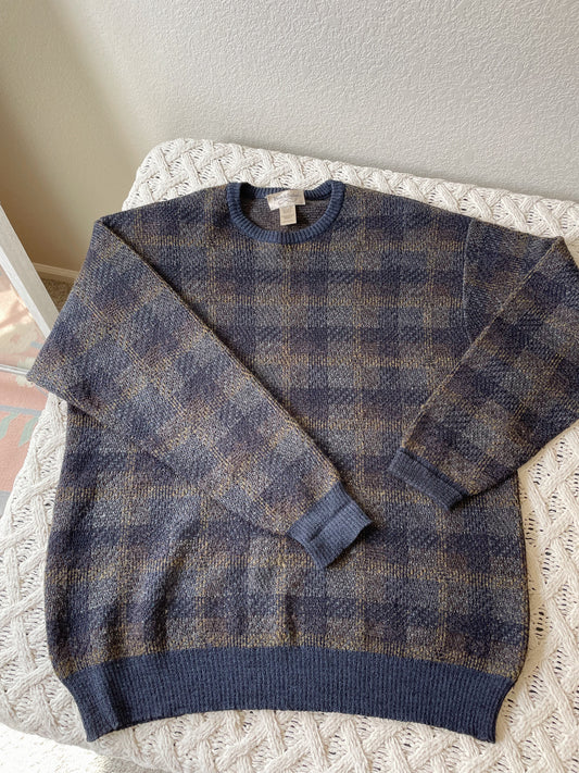 Vintage Wool Blend Patterned Sweater (L)