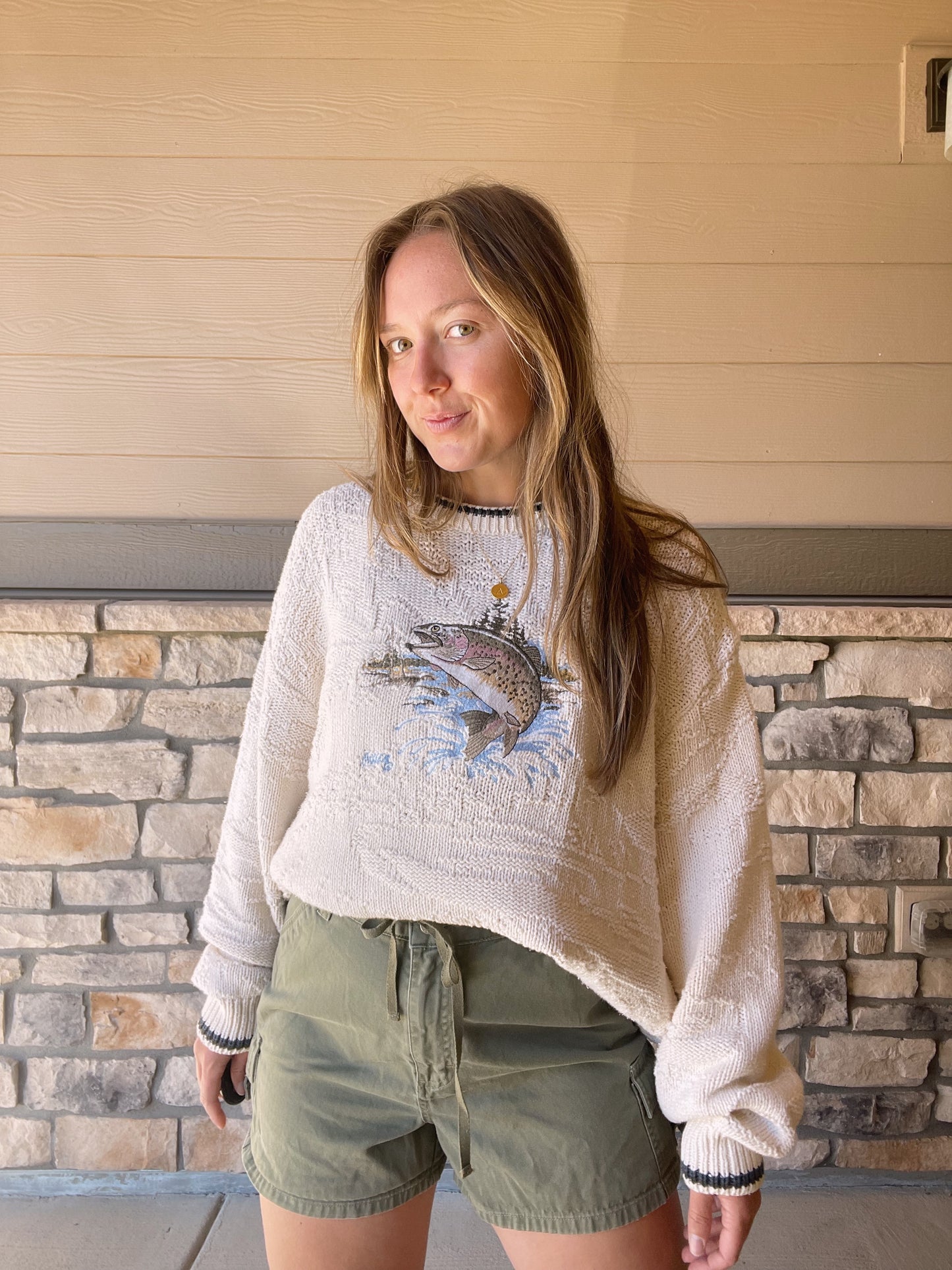 Vintage Trout Fish Sweater (L)