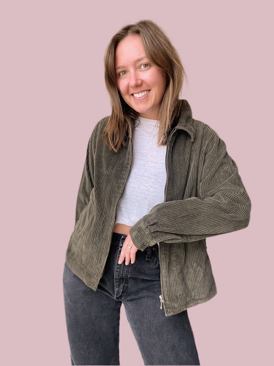 Vintage Corduroy Zip Up (S/M)