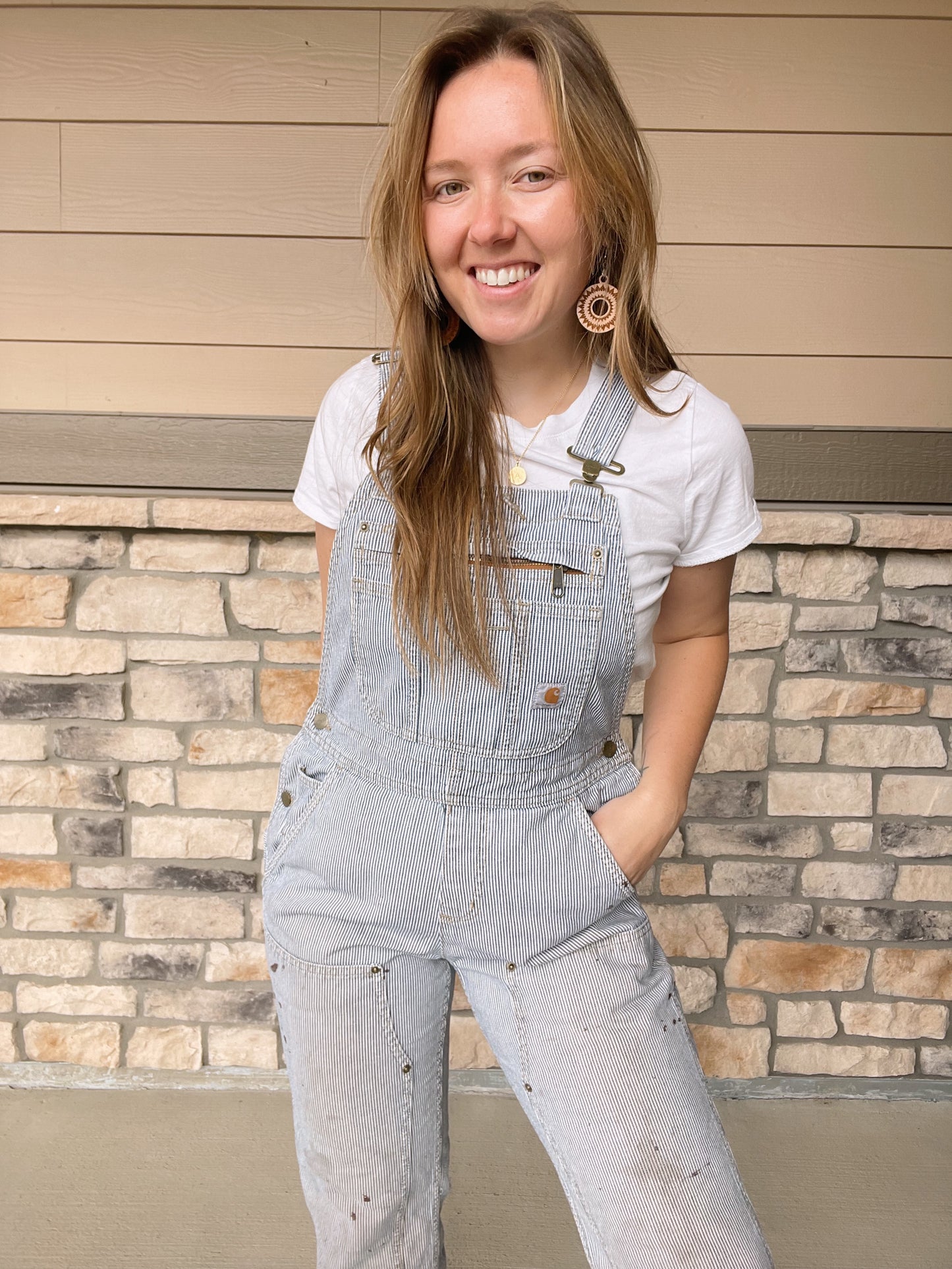 Carhartt Distressed Striped Overalls (Women's S)