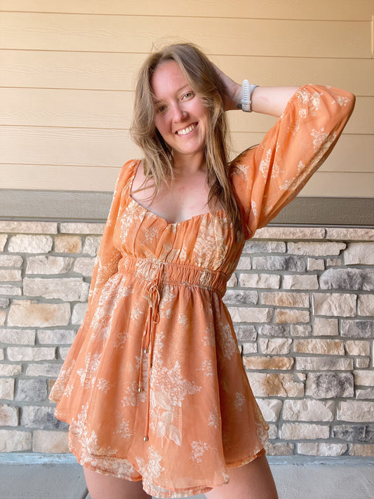 Orange Romper Dress (M)