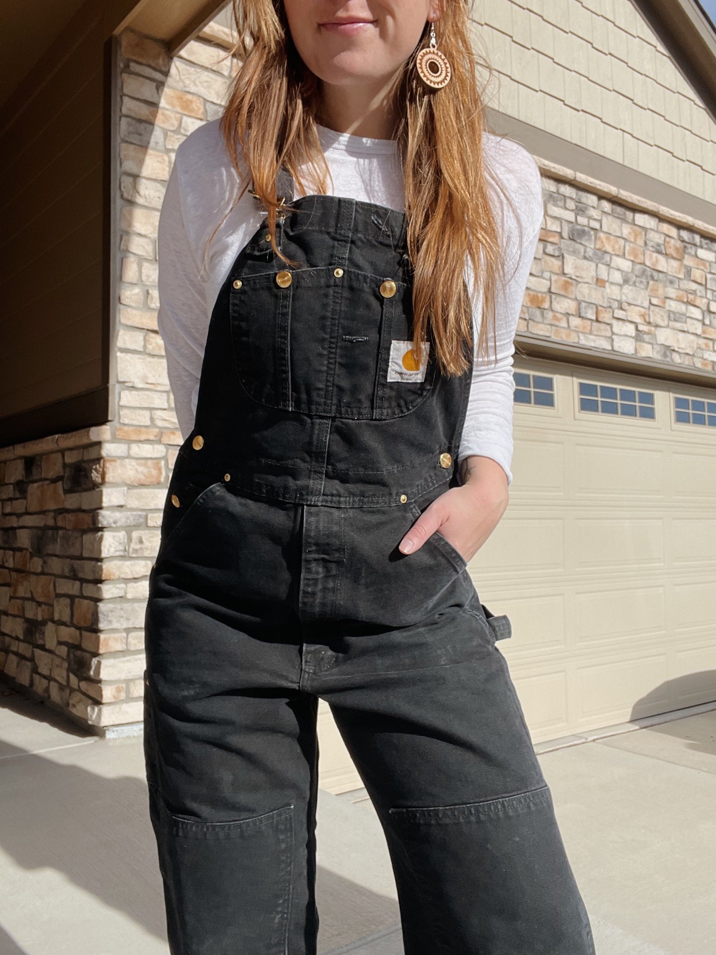 Carhartt Black Double Knee Overalls (S/M)