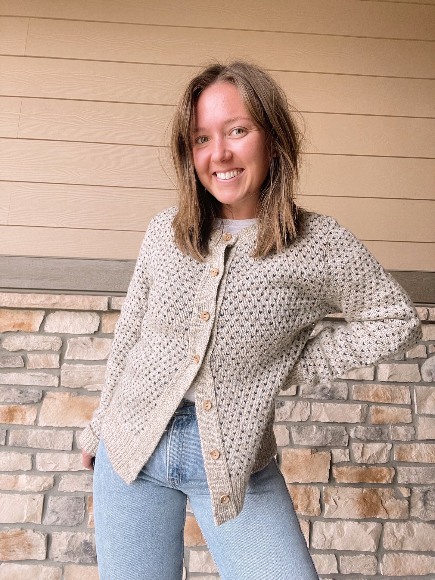 Vintage 100% Wool Handmade Cardigan (S)