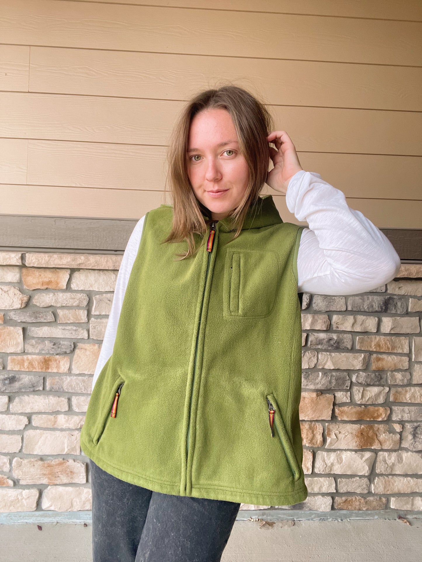 Vintage Eddie Bauer Fleece Hooded Vest (Women's XL/XXL)