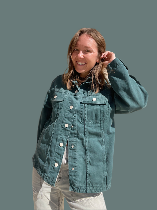Zara Green Denim Snap Jacket (Women’s M/L)