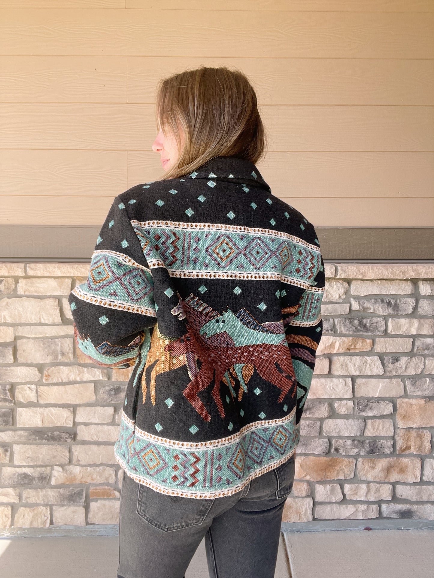 Vintage Horses Tapestry Jacket (S)